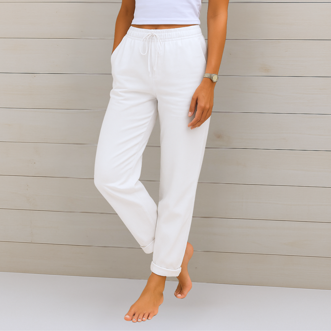 Anna & Julia® | Wygodne oddychające lniane spodnie stretch