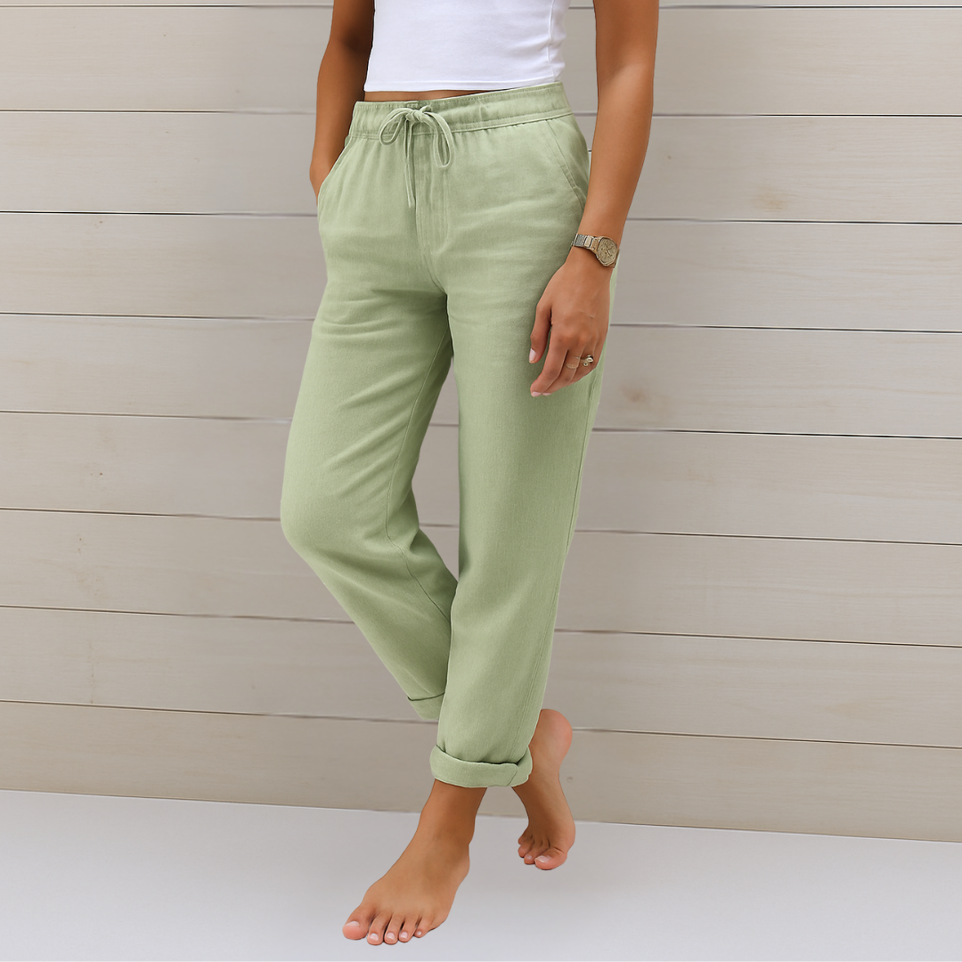 Anna & Julia® | Wygodne oddychające lniane spodnie stretch