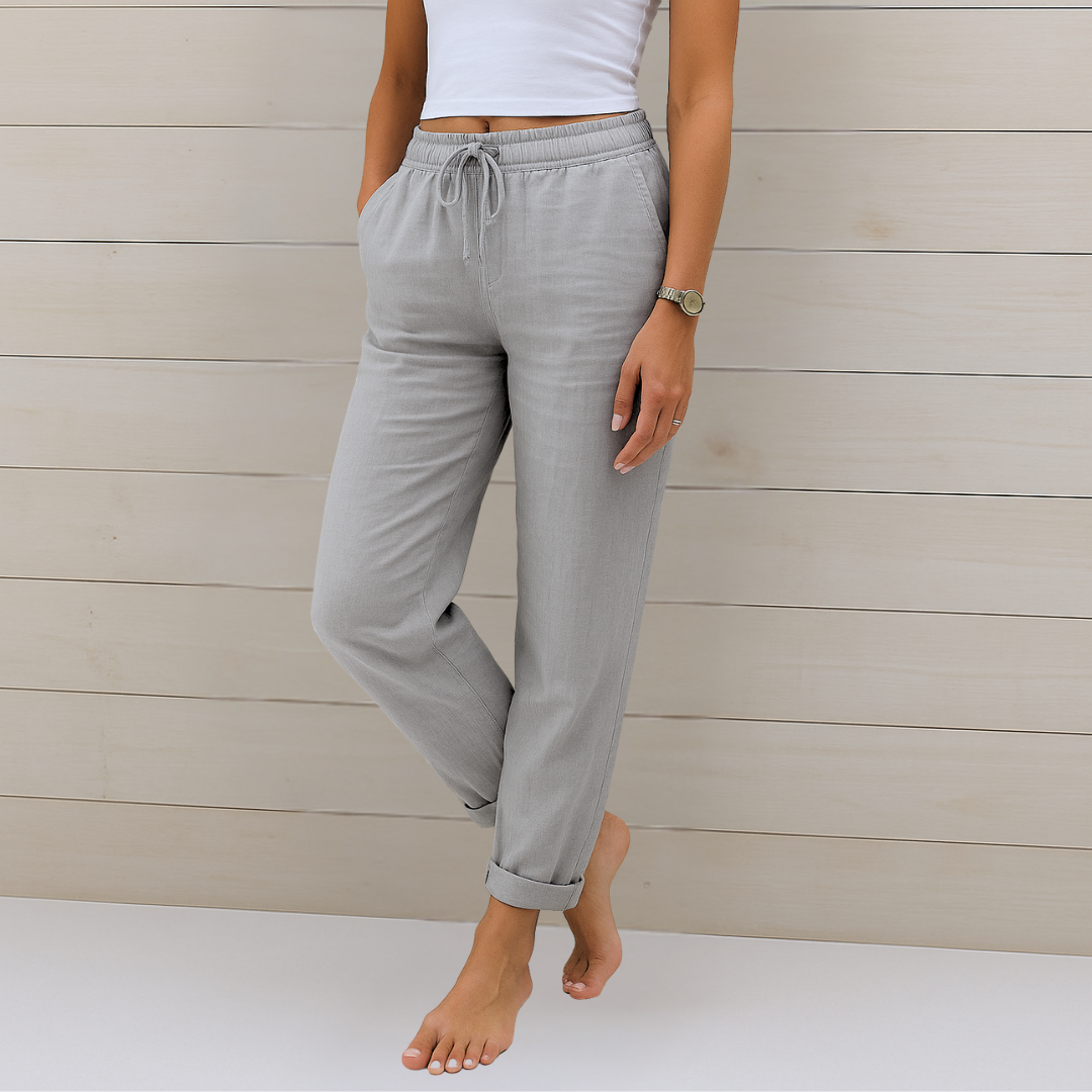 Anna & Julia® | Wygodne oddychające lniane spodnie stretch