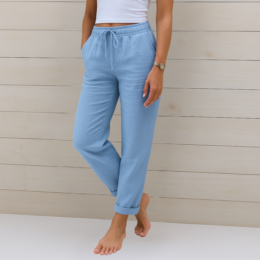 Anna & Julia® | Wygodne oddychające lniane spodnie stretch
