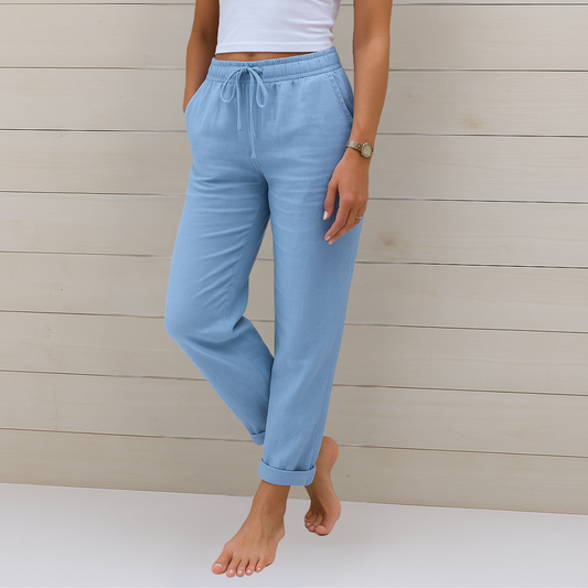 Anna & Julia® | Wygodne oddychające lniane spodnie stretch