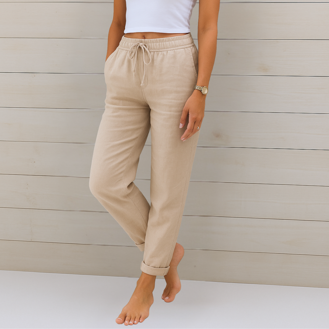 Anna & Julia® | Wygodne oddychające lniane spodnie stretch