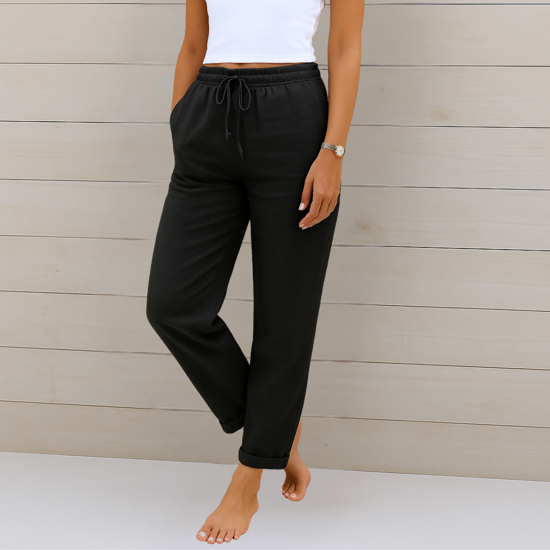 Anna & Julia® | Wygodne oddychające lniane spodnie stretch