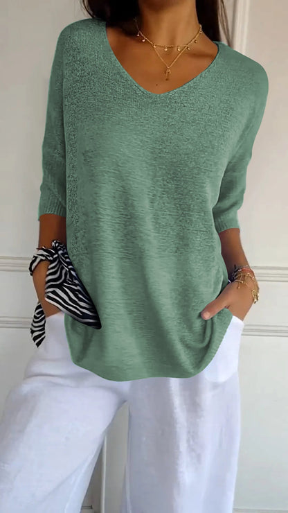 Anna & Julia® | Dzianinowy top z dekoltem V