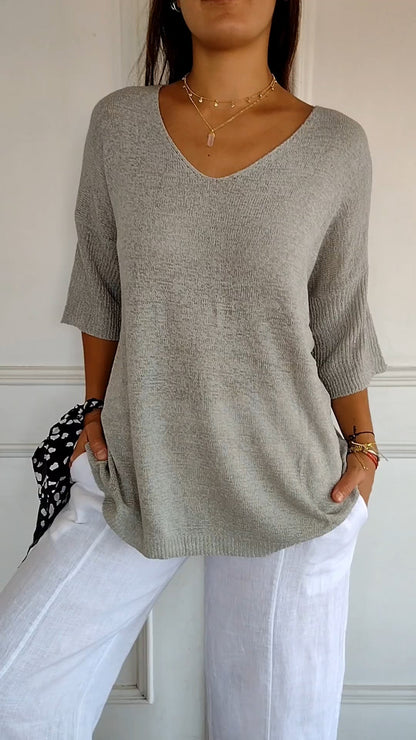 Anna & Julia® | Dzianinowy top z dekoltem V