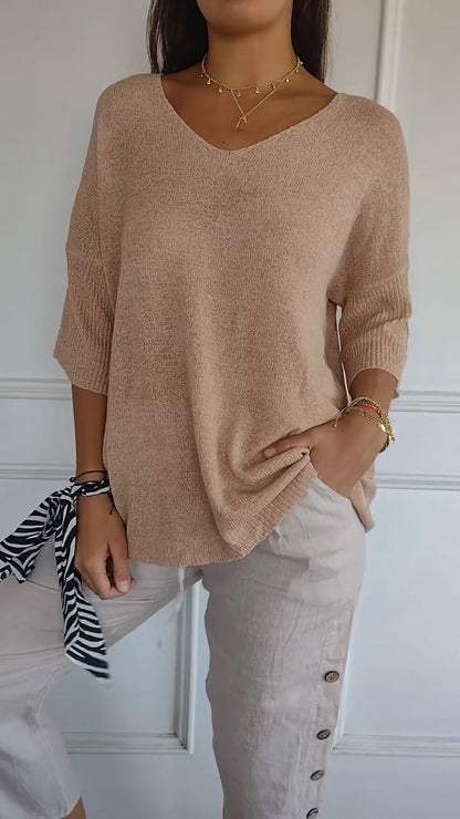 Anna & Julia® | Dzianinowy top z dekoltem V