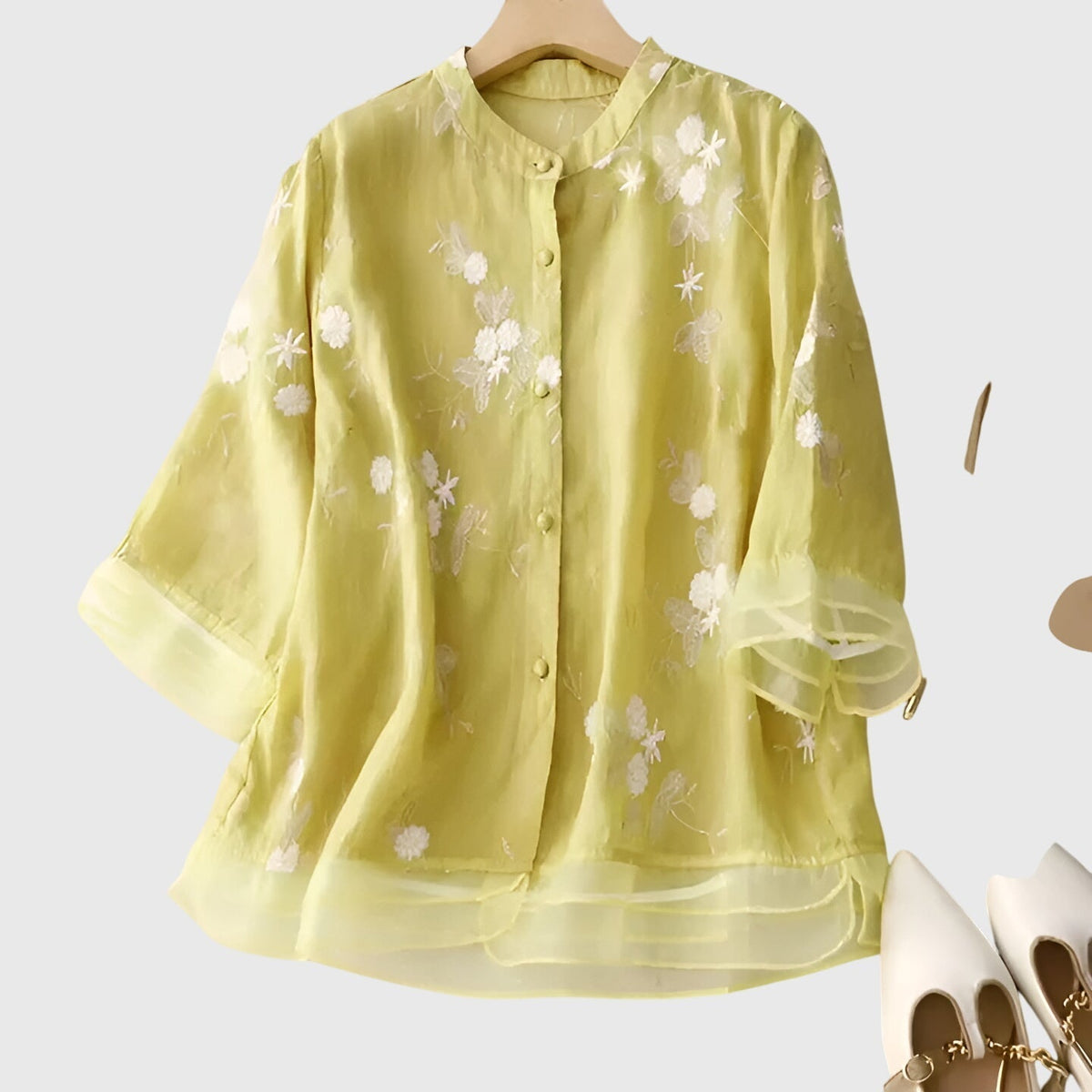 Anna & Julia® | Nellie Elegancki top z haftowanymi kwiatami