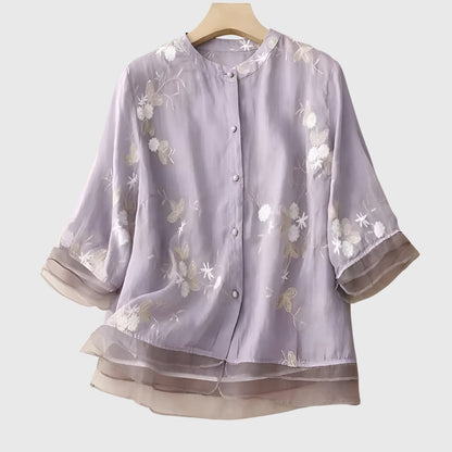 Anna & Julia® | Nellie Elegancki top z haftowanymi kwiatami