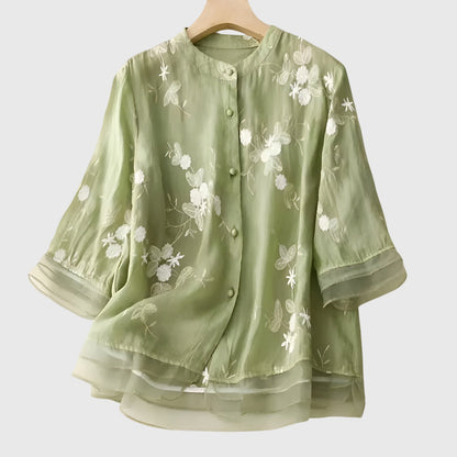 Anna & Julia® | Nellie Elegancki top z haftowanymi kwiatami