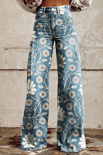 Anna & Julia® | Boho spodnie we wzór w kwiaty