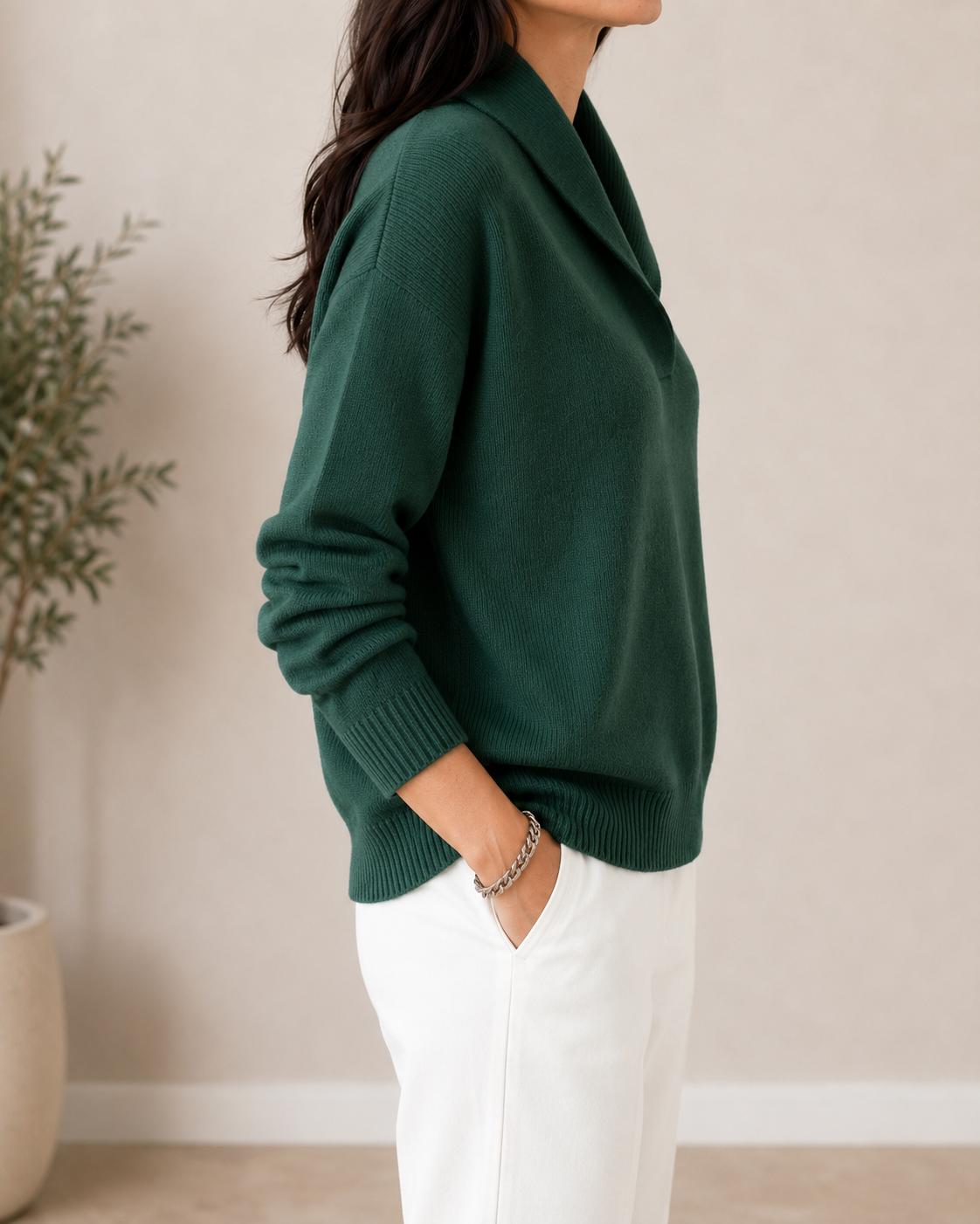 Anna & Julia® | Miękki sweter z dekoltem w serek