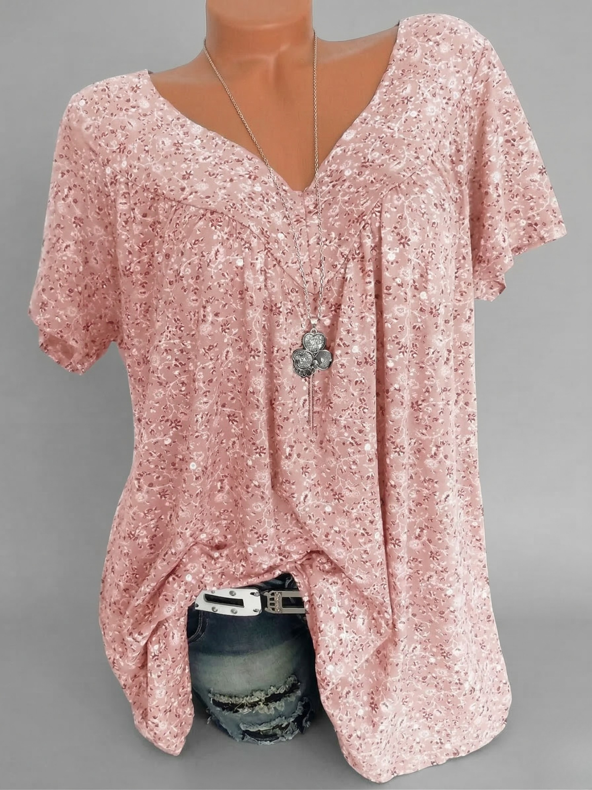 Anna & Julia® | T-shirt Flora z dekoltem V