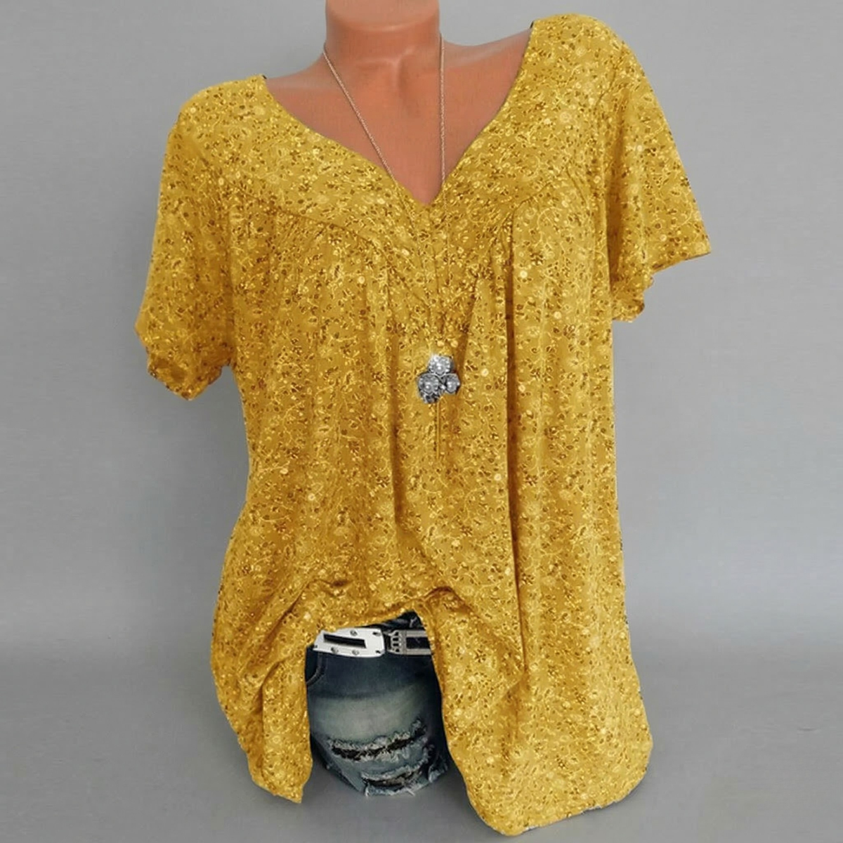 Anna & Julia® | T-shirt Flora z dekoltem V