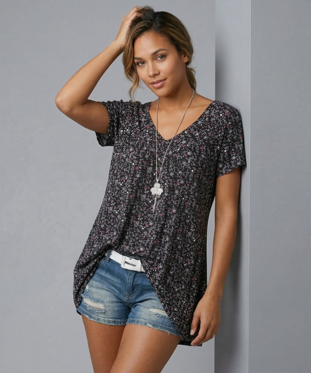 Anna & Julia® | T-shirt Flora z dekoltem V
