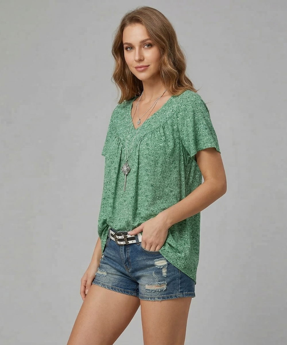 Anna & Julia® | T-shirt Flora z dekoltem V