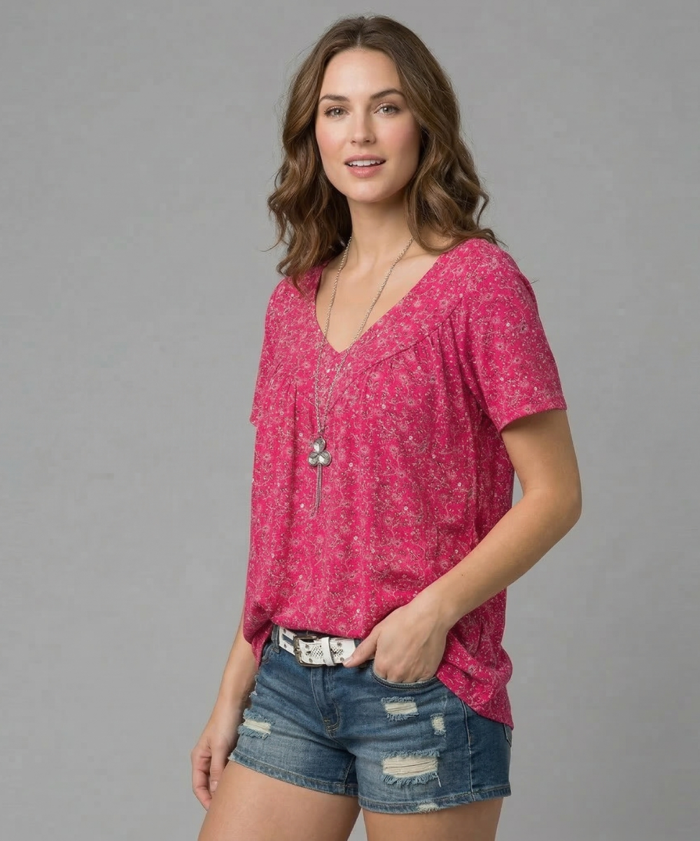 Anna & Julia® | T-shirt Flora z dekoltem V