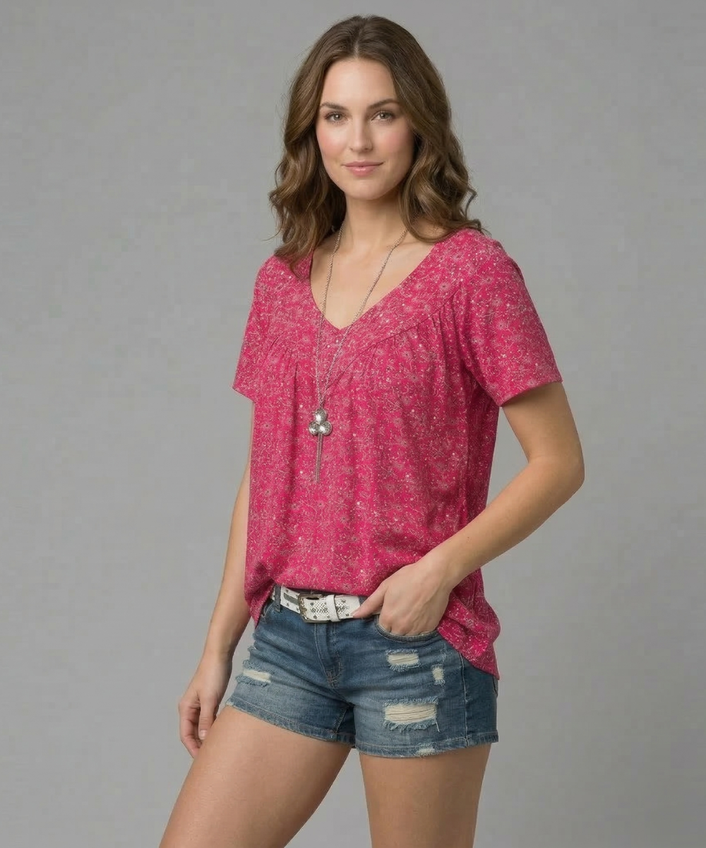 Anna & Julia® | T-shirt Flora z dekoltem V
