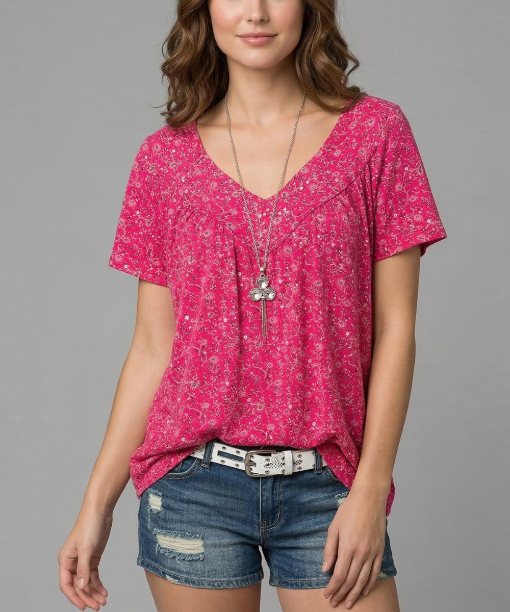 Anna & Julia® | T-shirt Flora z dekoltem V