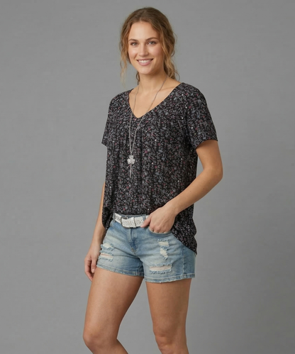 Anna & Julia® | T-shirt Flora z dekoltem V