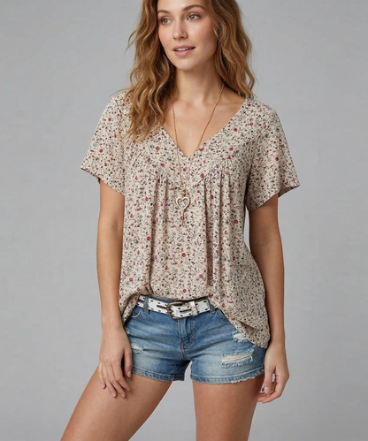 Anna & Julia® | T-shirt Flora z dekoltem V