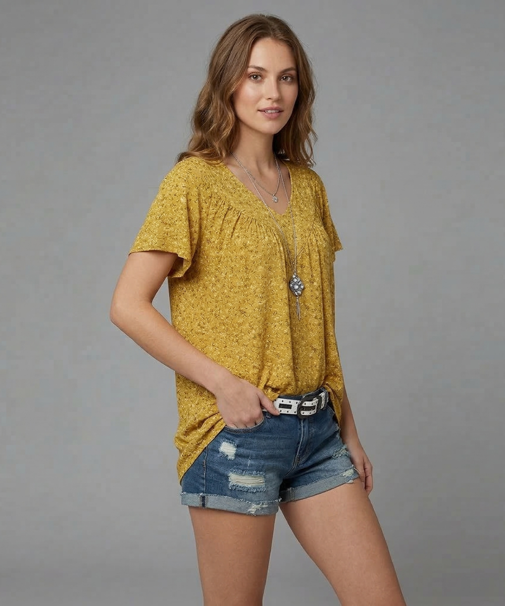 Anna & Julia® | T-shirt Flora z dekoltem V