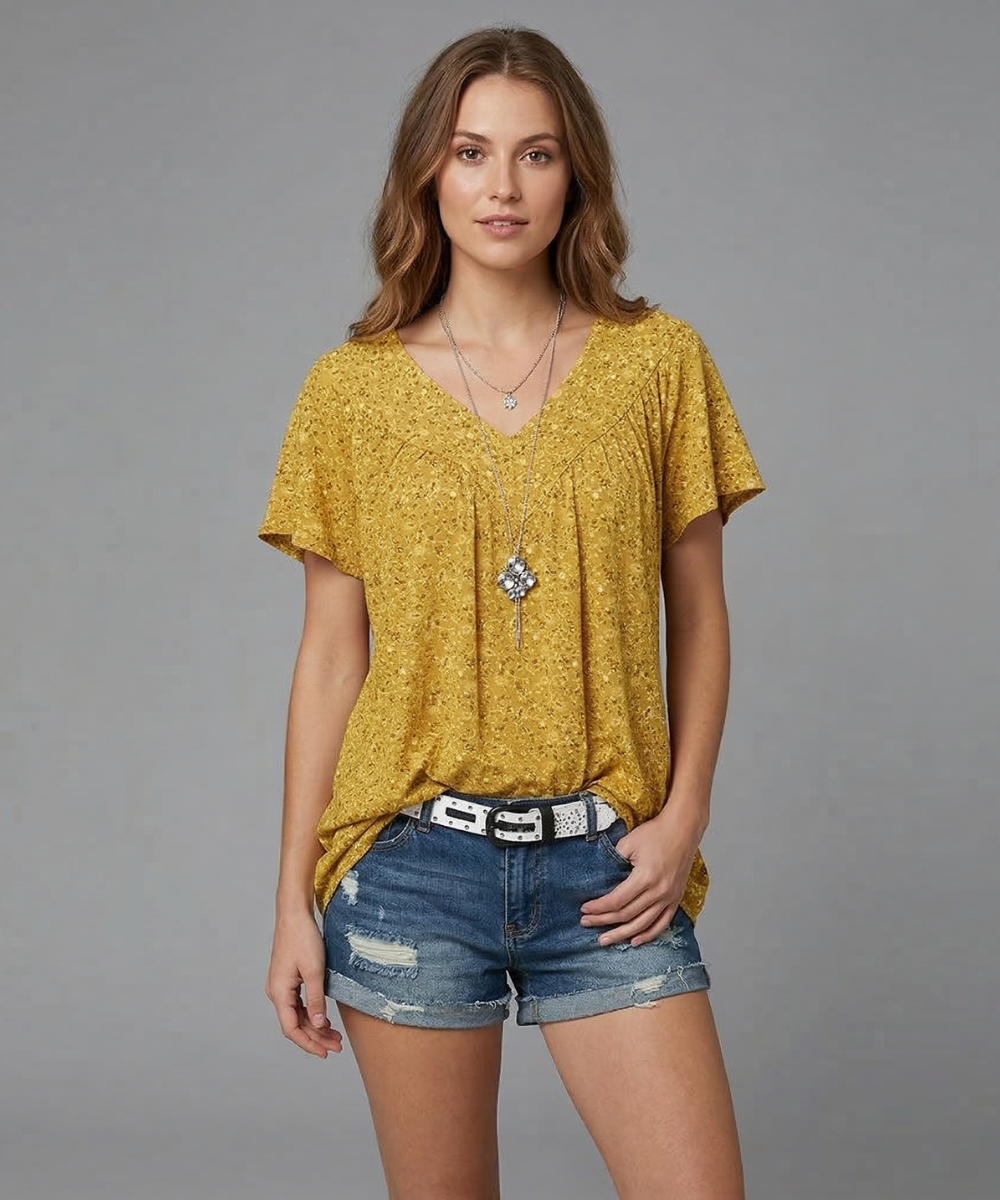 Anna & Julia® | T-shirt Flora z dekoltem V