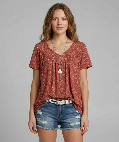 Anna & Julia® | T-shirt Flora z dekoltem V