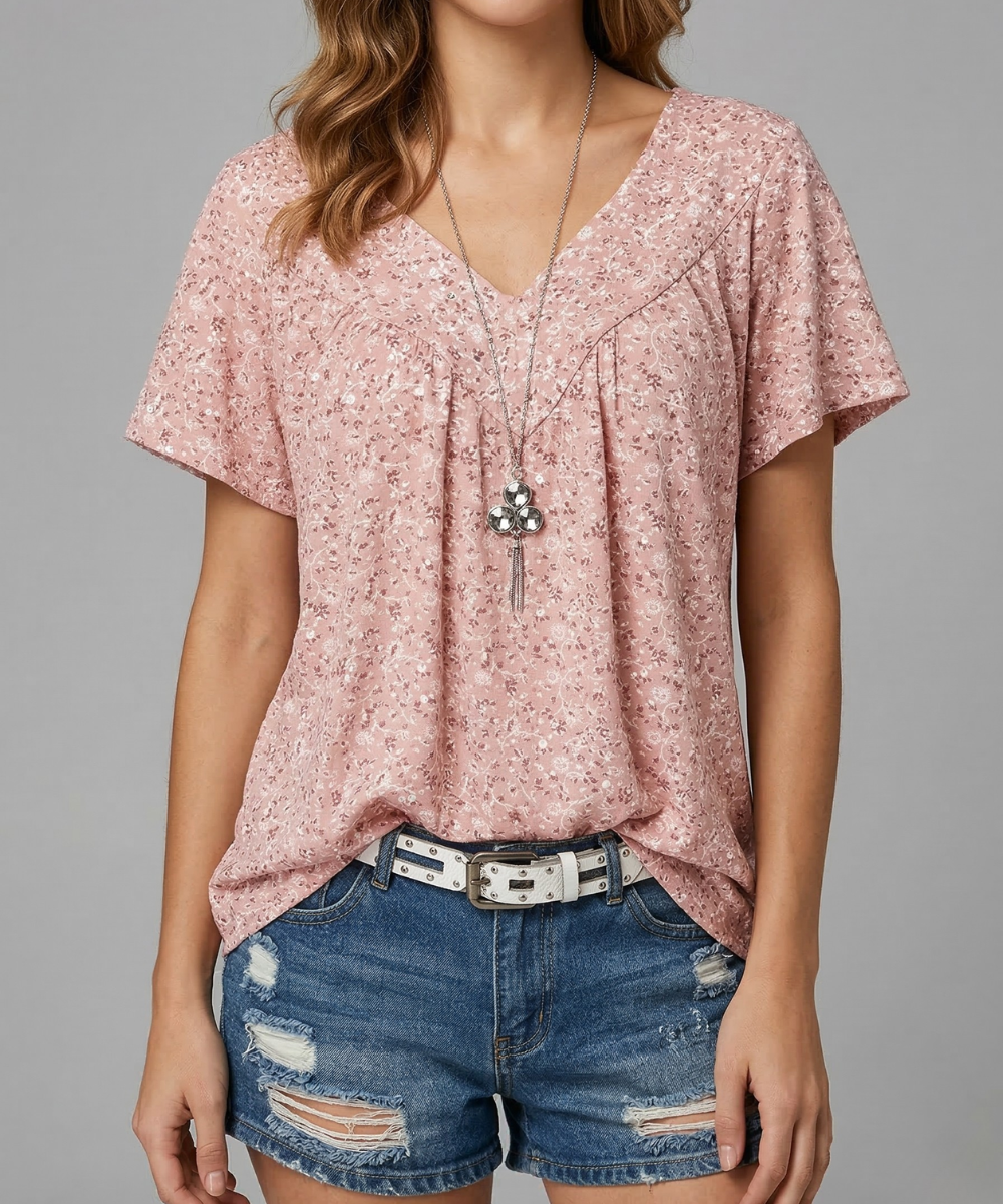 Anna & Julia® | T-shirt Flora z dekoltem V