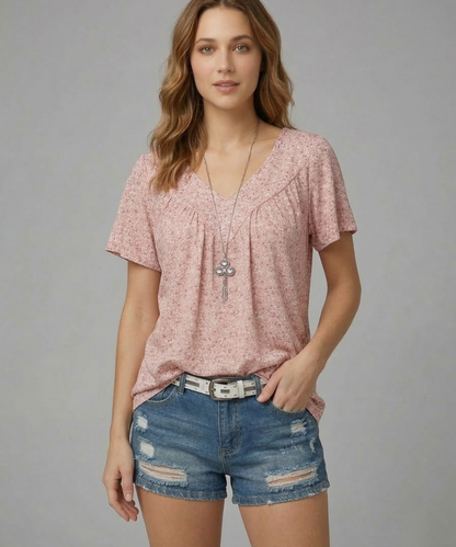 Anna & Julia® | T-shirt Flora z dekoltem V