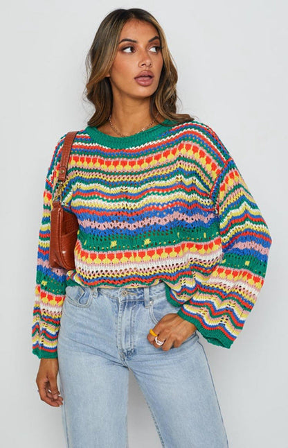 Anna & Julia® | Kolorowy sweter dzianinowy