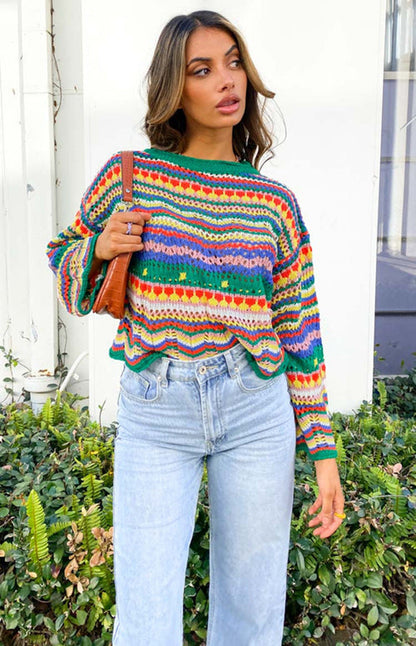 Anna & Julia® | Kolorowy sweter dzianinowy