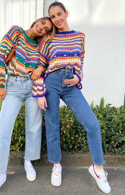 Anna & Julia® | Kolorowy sweter dzianinowy