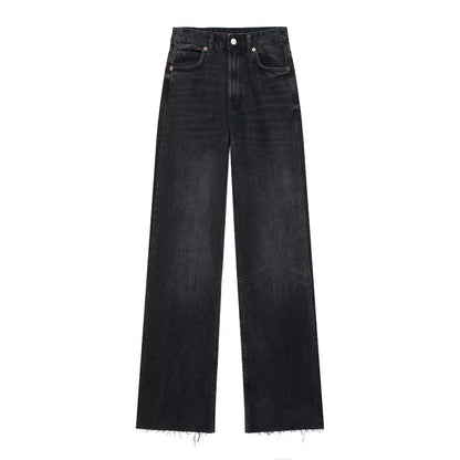 Anna & Julia® | Czarne jeansy z szerokimi nogawkami