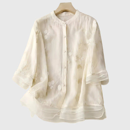 Anna & Julia® | Nellie Elegancki top z haftowanymi kwiatami