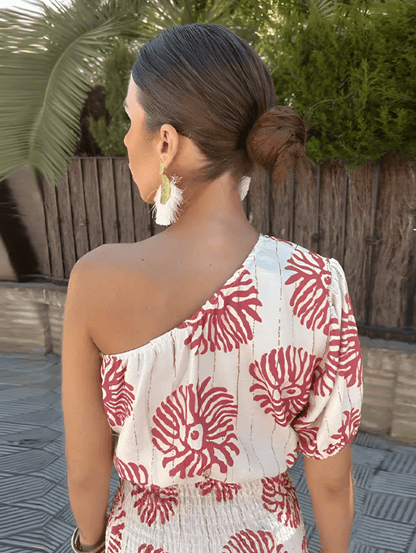 Anna & Julia® | Elegancka letnia sukienka w koralowy wzór