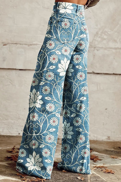 Anna & Julia® | Boho spodnie we wzór w kwiaty