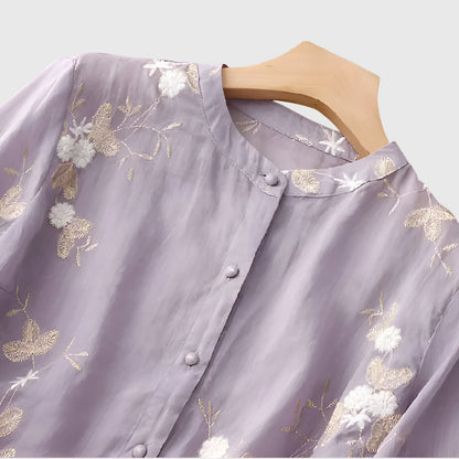 Anna & Julia® | Nellie Elegancki top z haftowanymi kwiatami