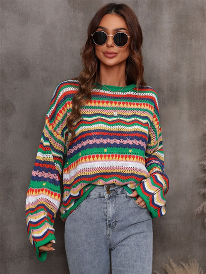 Anna & Julia® | Kolorowy sweter dzianinowy