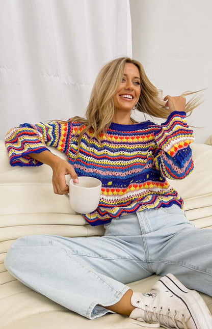 Anna & Julia® | Kolorowy sweter dzianinowy